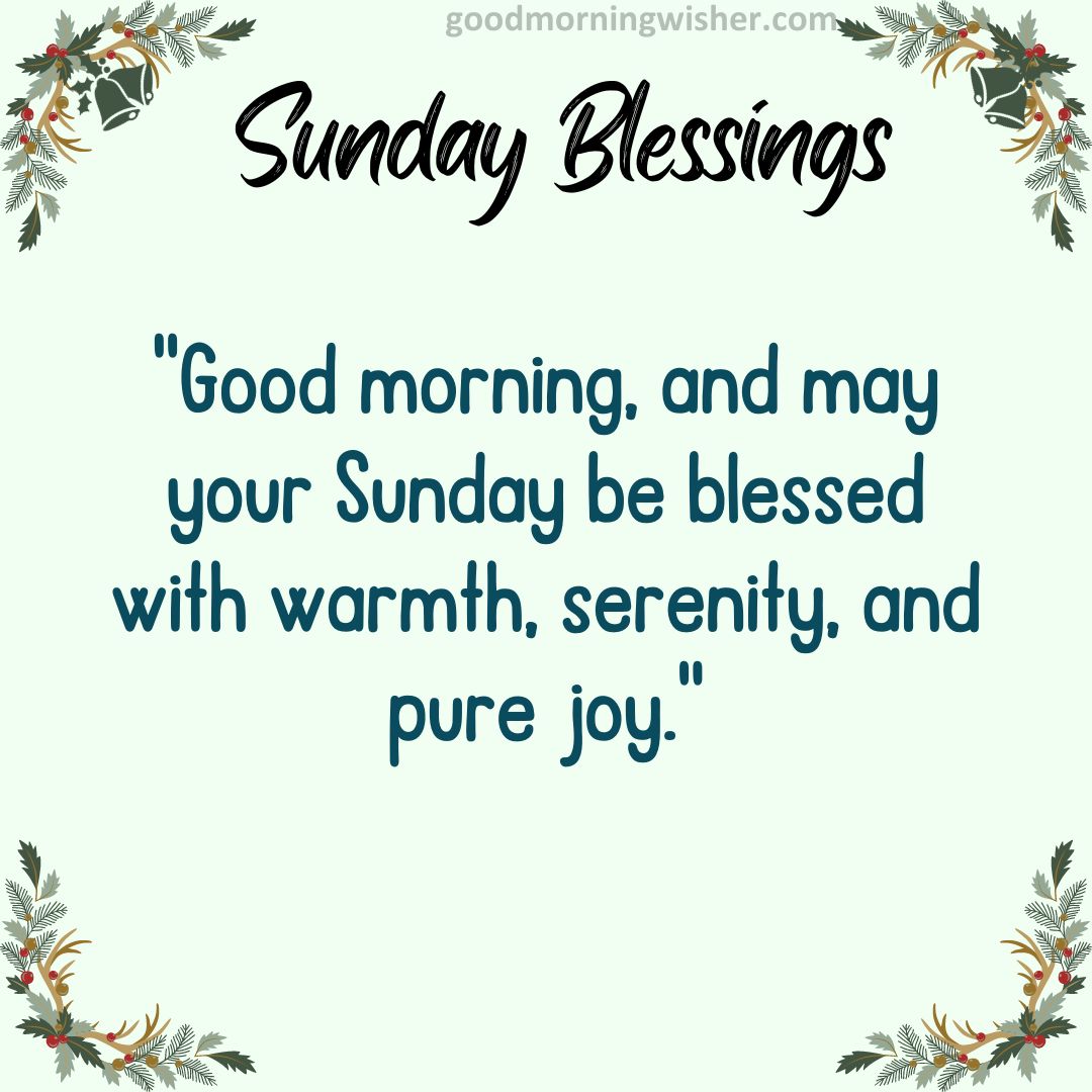Good morning, and may your Sunday be blessed with warmth, serenity, and pure joy.