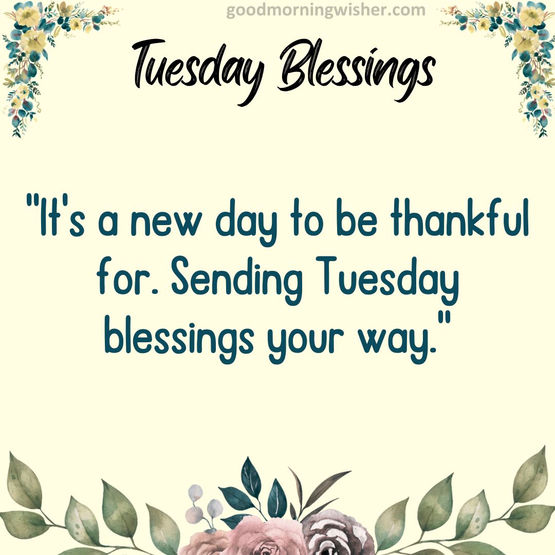 It’s a new day to be thankful for. Sending Tuesday blessings your way.