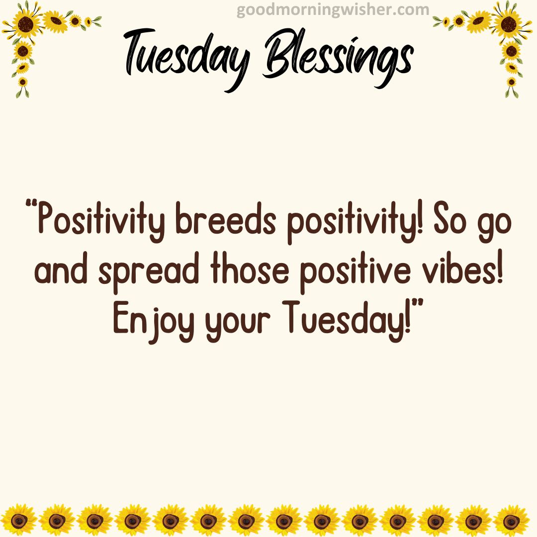 Positivity breeds positivity! So go and spread those positive vibes! Enjoy your Tuesday!