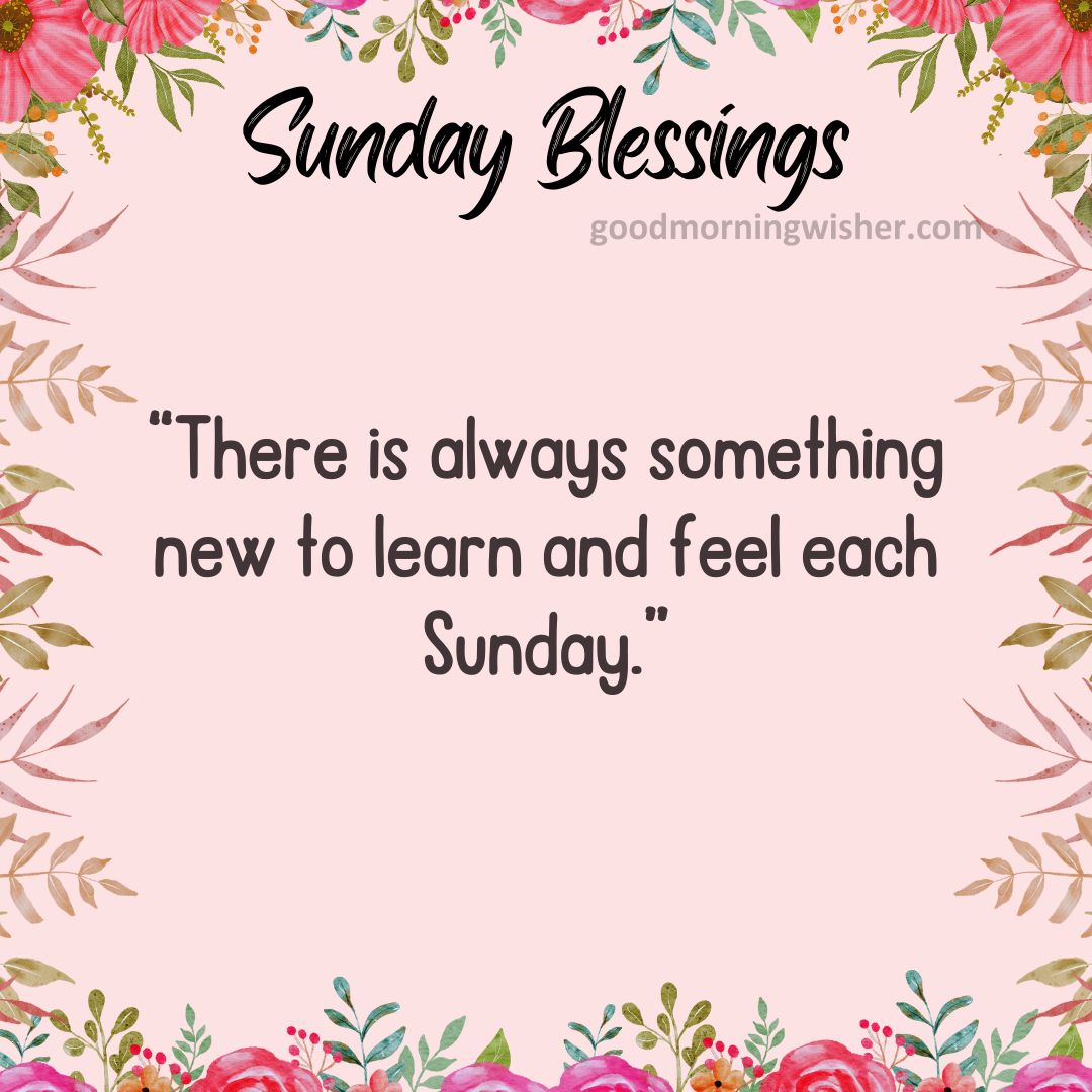 There is always something new to learn and feel each Sunday.