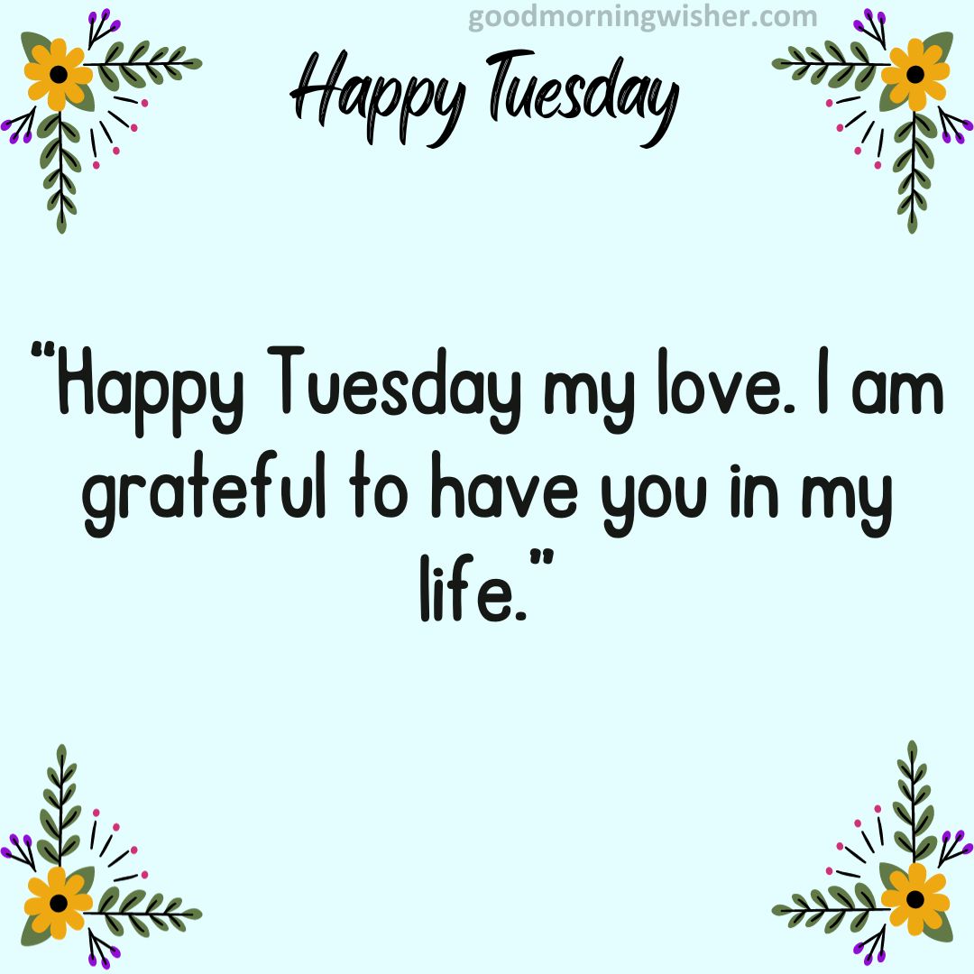 Happy Tuesday my love. I am grateful to have you in my life.