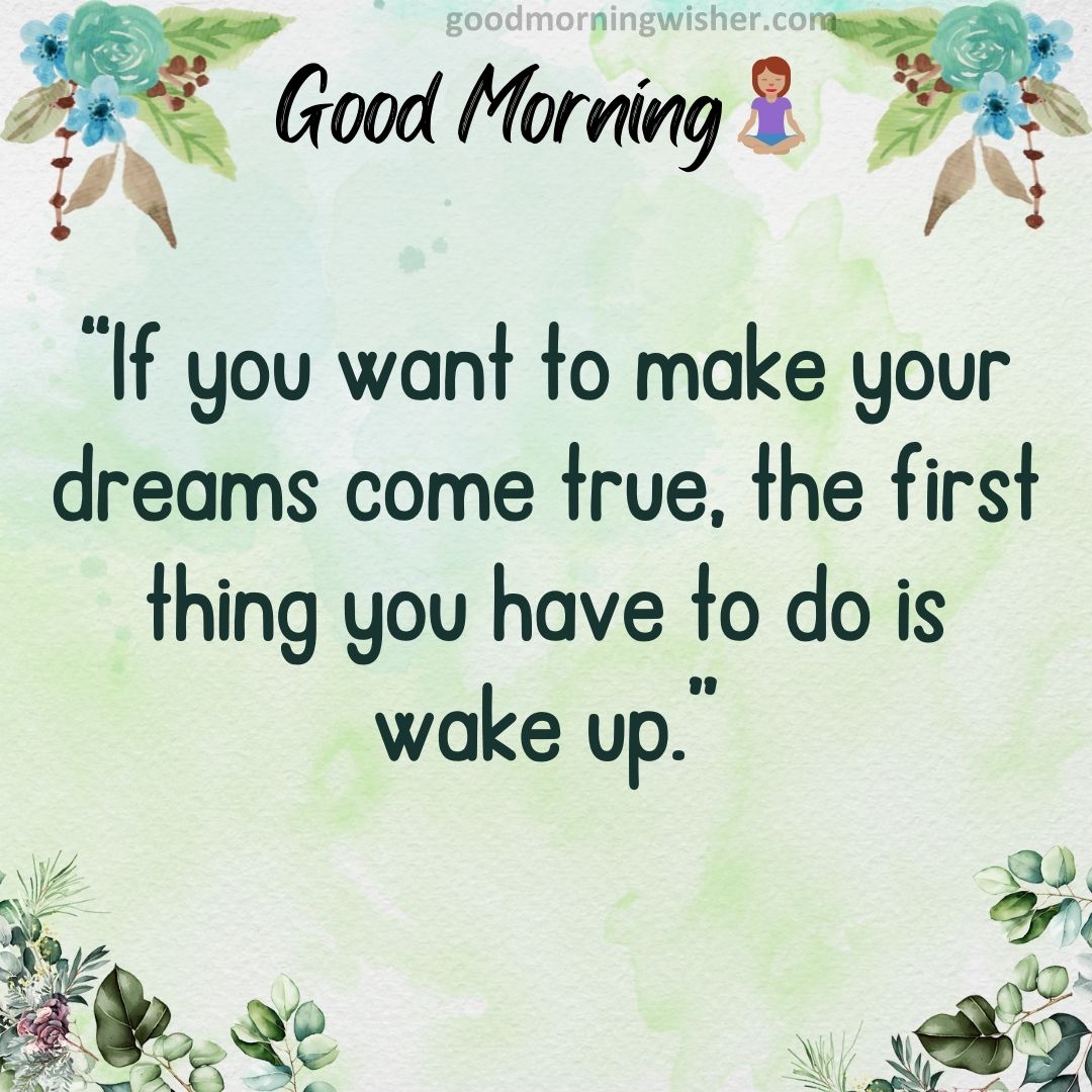 “If you want to make your dreams come true, the first thing you have to do is wake up.”