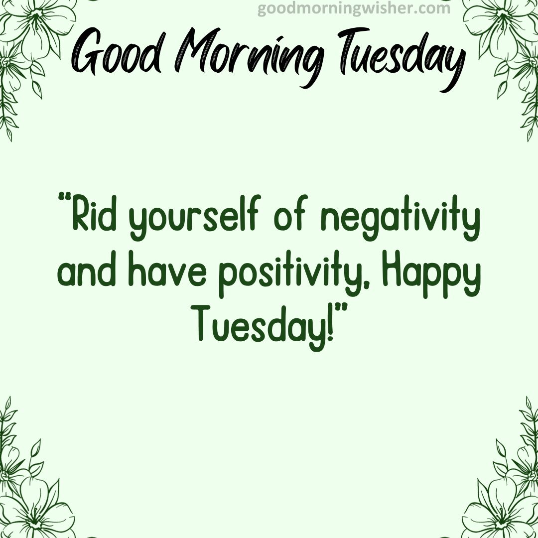 “Rid yourself of negativity and have positivity, Happy Tuesday!”
