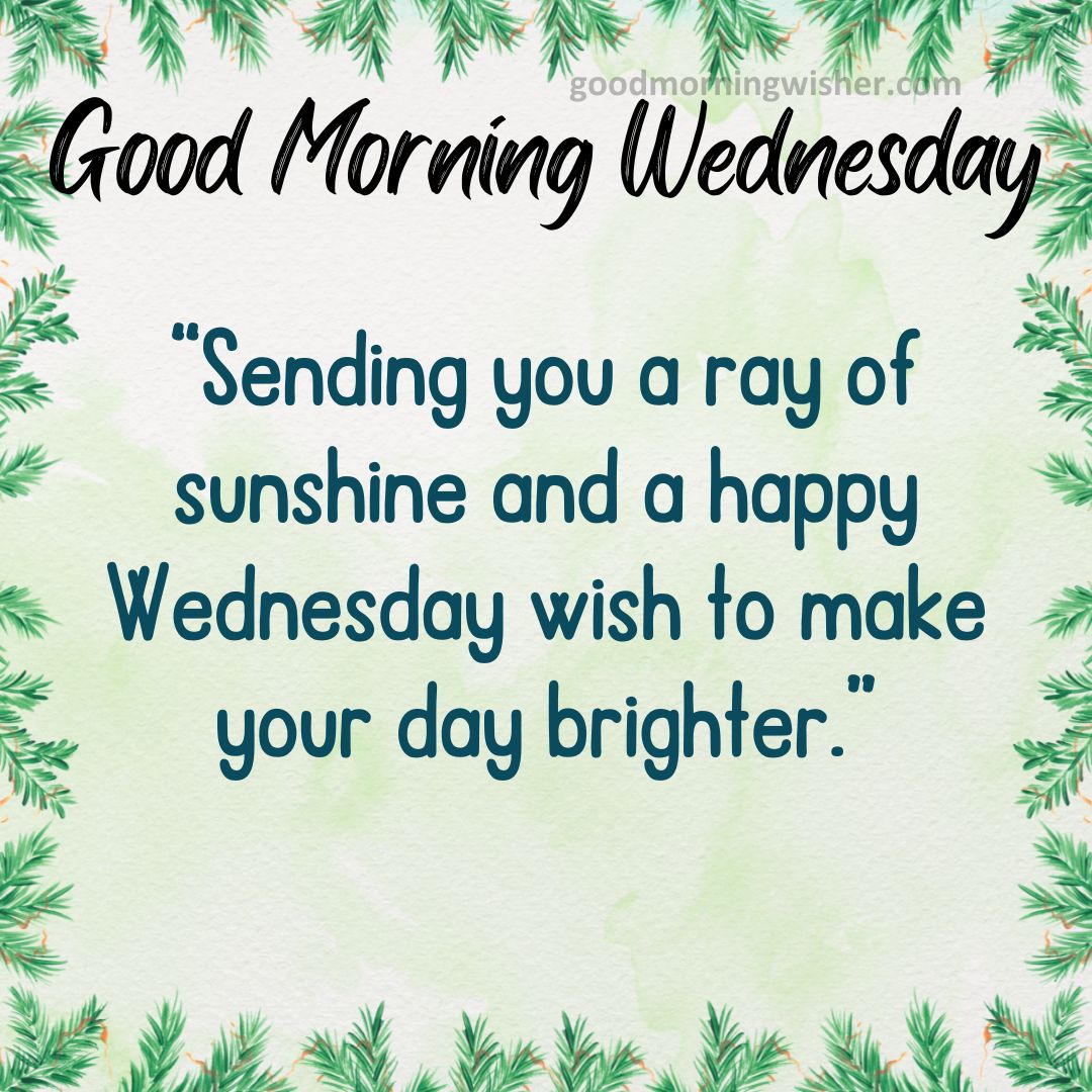 Sending you a ray of sunshine and a happy Wednesday wish to make your day brighter.