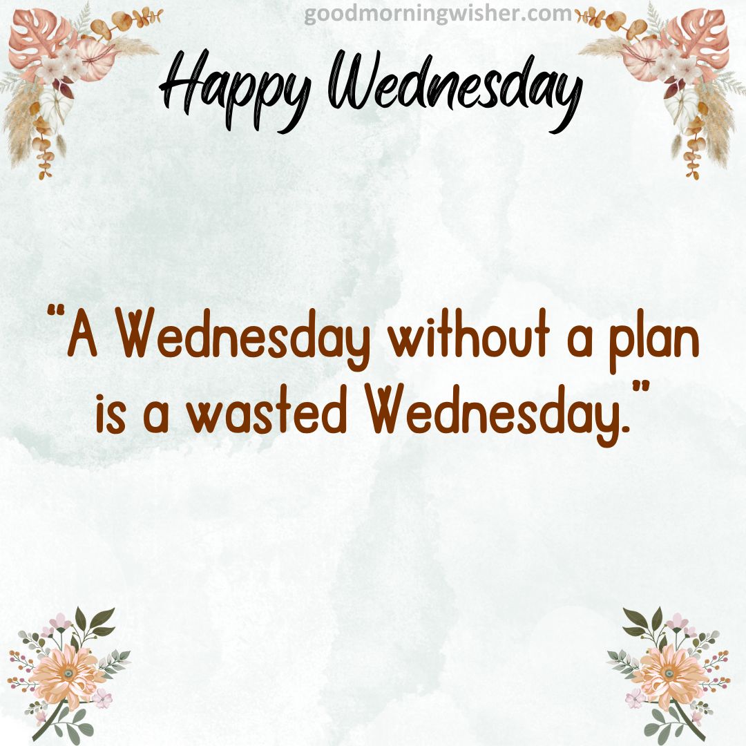 A Wednesday without a plan is a wasted Wednesday.