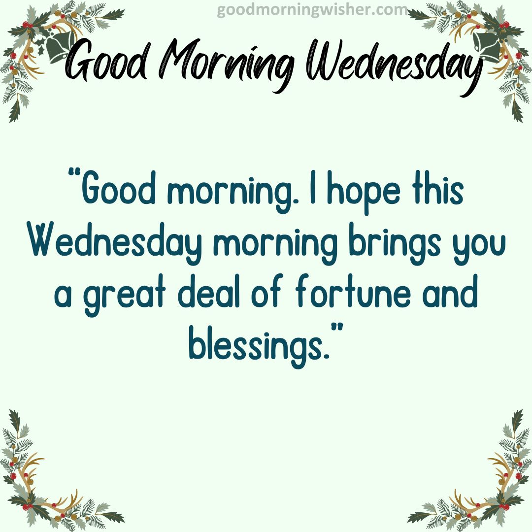 Good morning. I hope this Wednesday morning brings you a great deal of fortune and blessings.