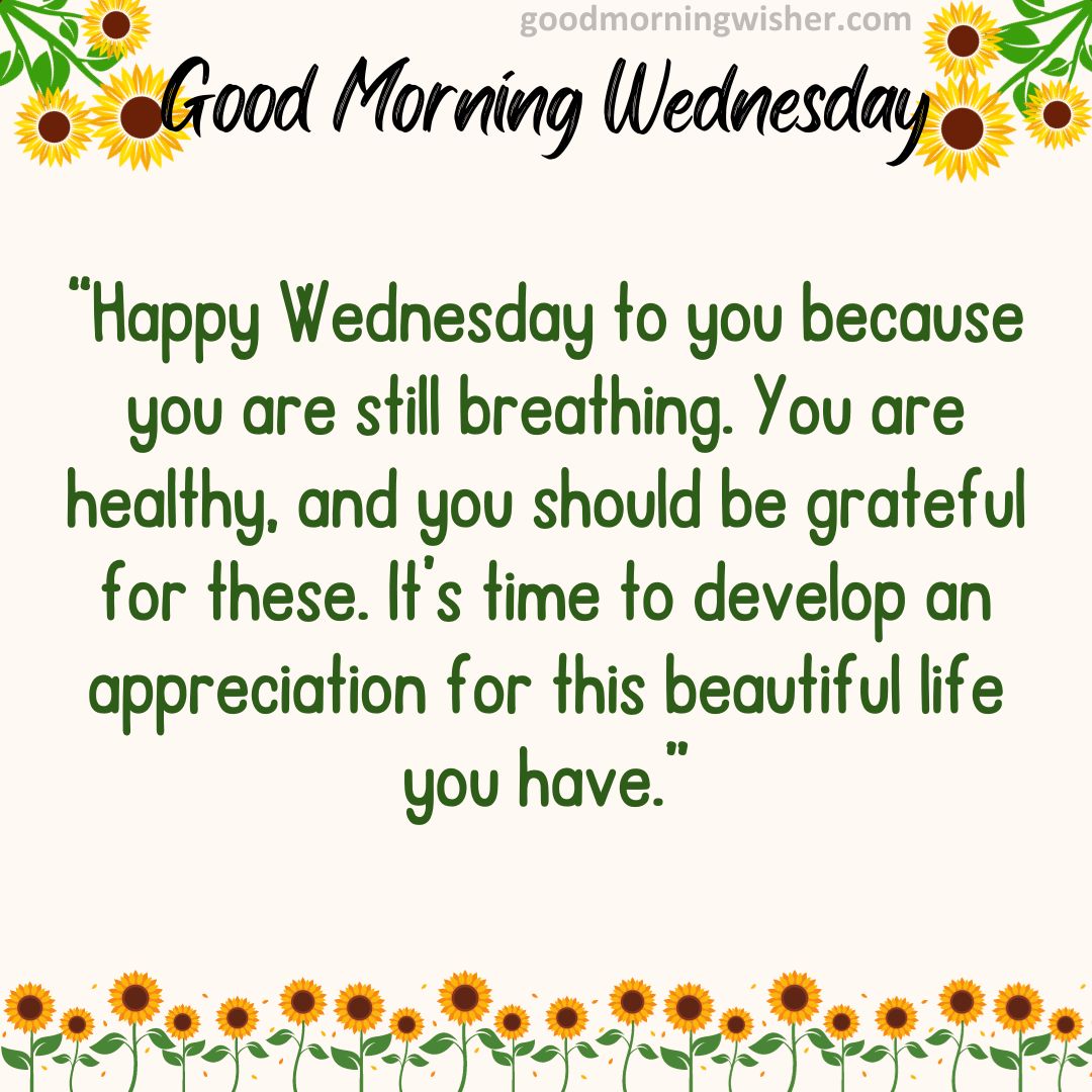 Happy Wednesday to you because you are still breathing. You are healthy, and you should