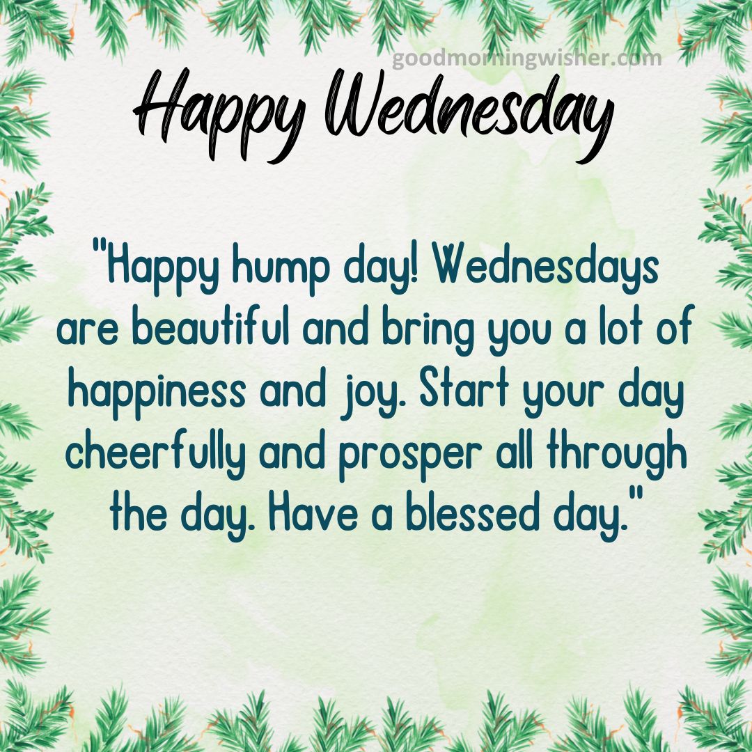 Happy hump day! Wednesdays are beautiful and bring you a lot of happiness and joy.