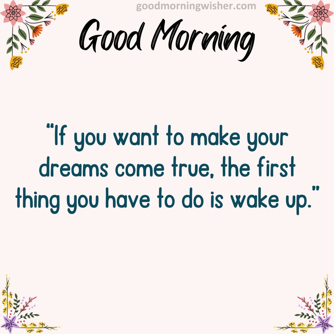 “If you want to make your dreams come true, the first thing you have to do is wake up.”