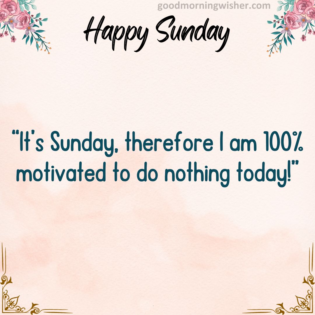 “It’s Sunday, therefore I am 100% motivated to do nothing today!”