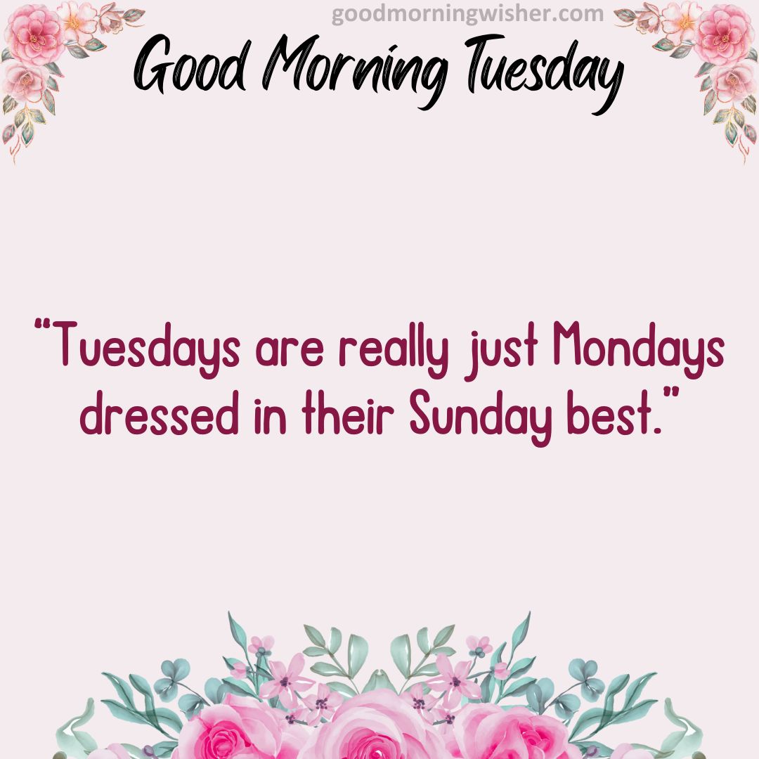 “Tuesdays are really just Mondays dressed in their Sunday best.”