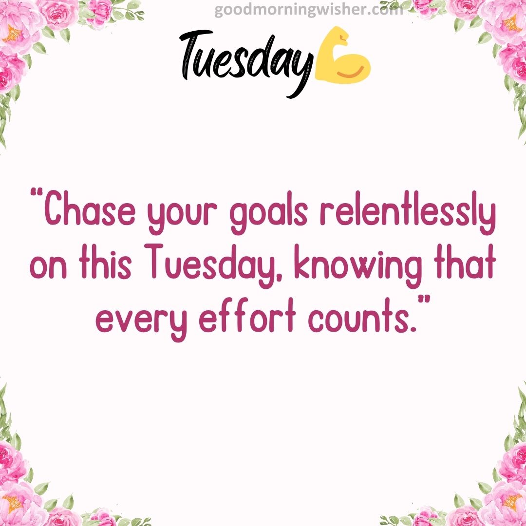 “Chase your goals relentlessly on this Tuesday, knowing that every effort counts.”