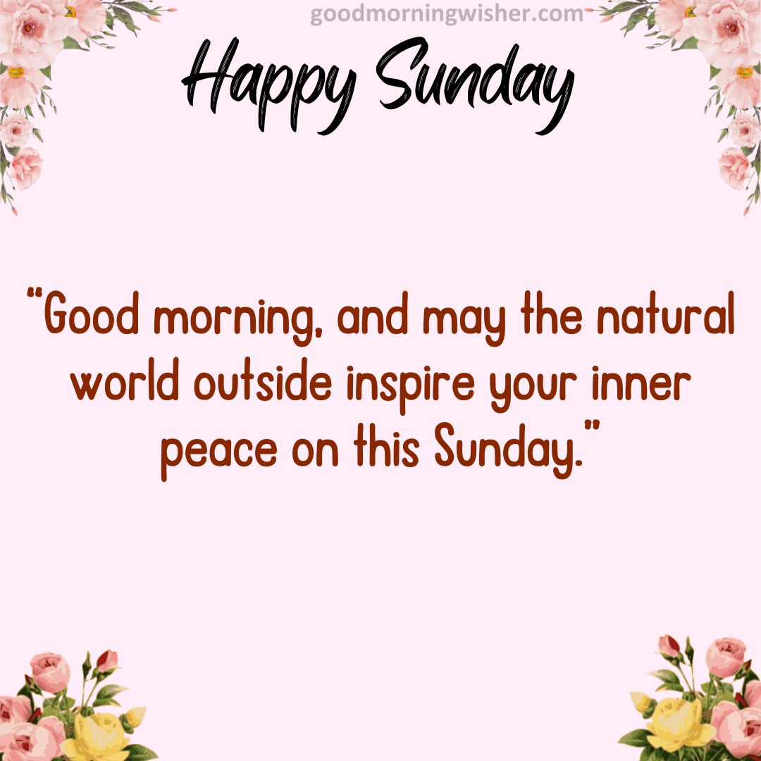 “Good morning, and may the natural world outside inspire your inner peace on this Sunday.”