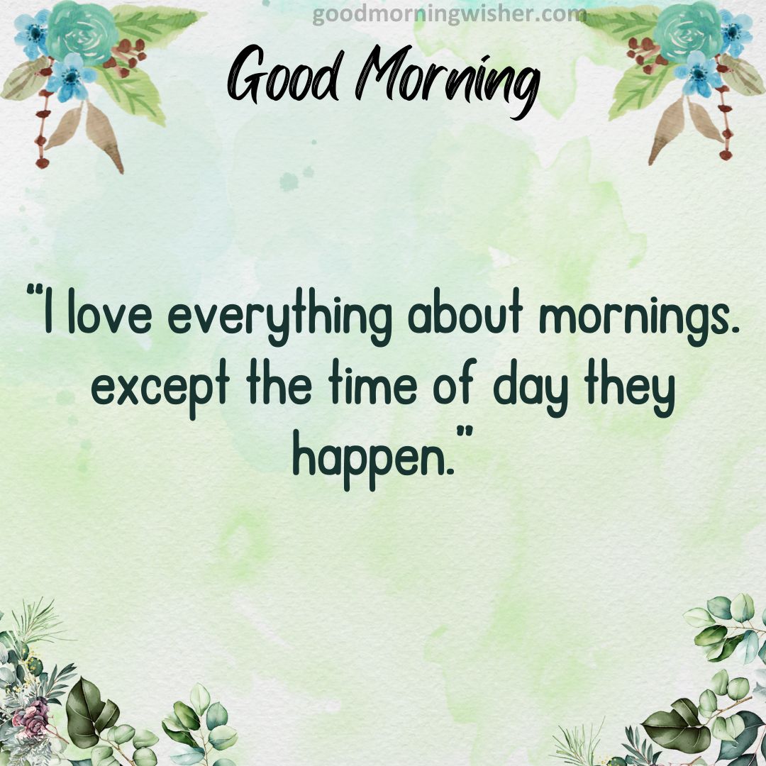 I love everything about mornings … except the time of day they happen.