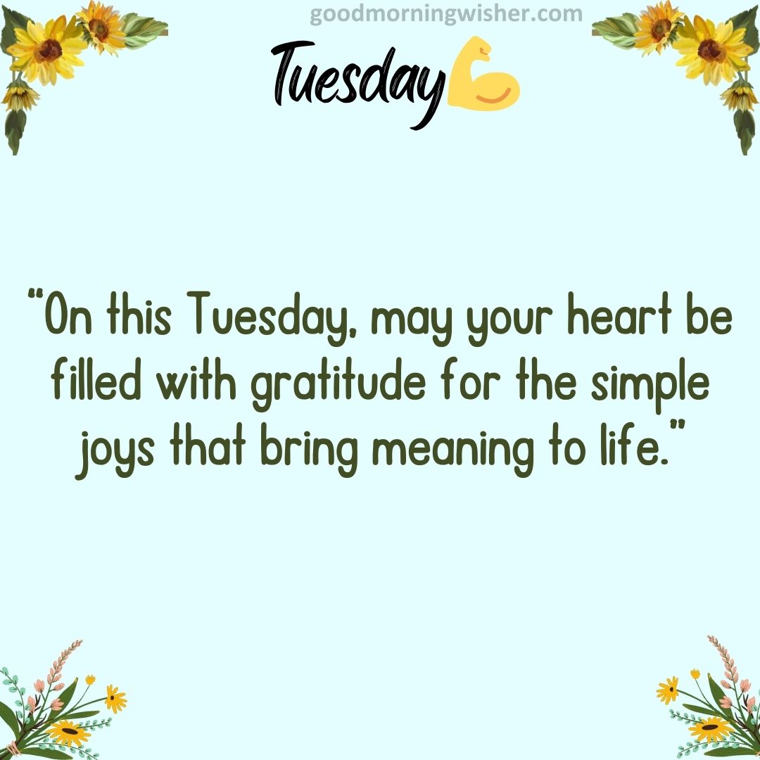 “On this Tuesday, may your heart be filled with gratitude for the simple joys that bring meaning to life.”
