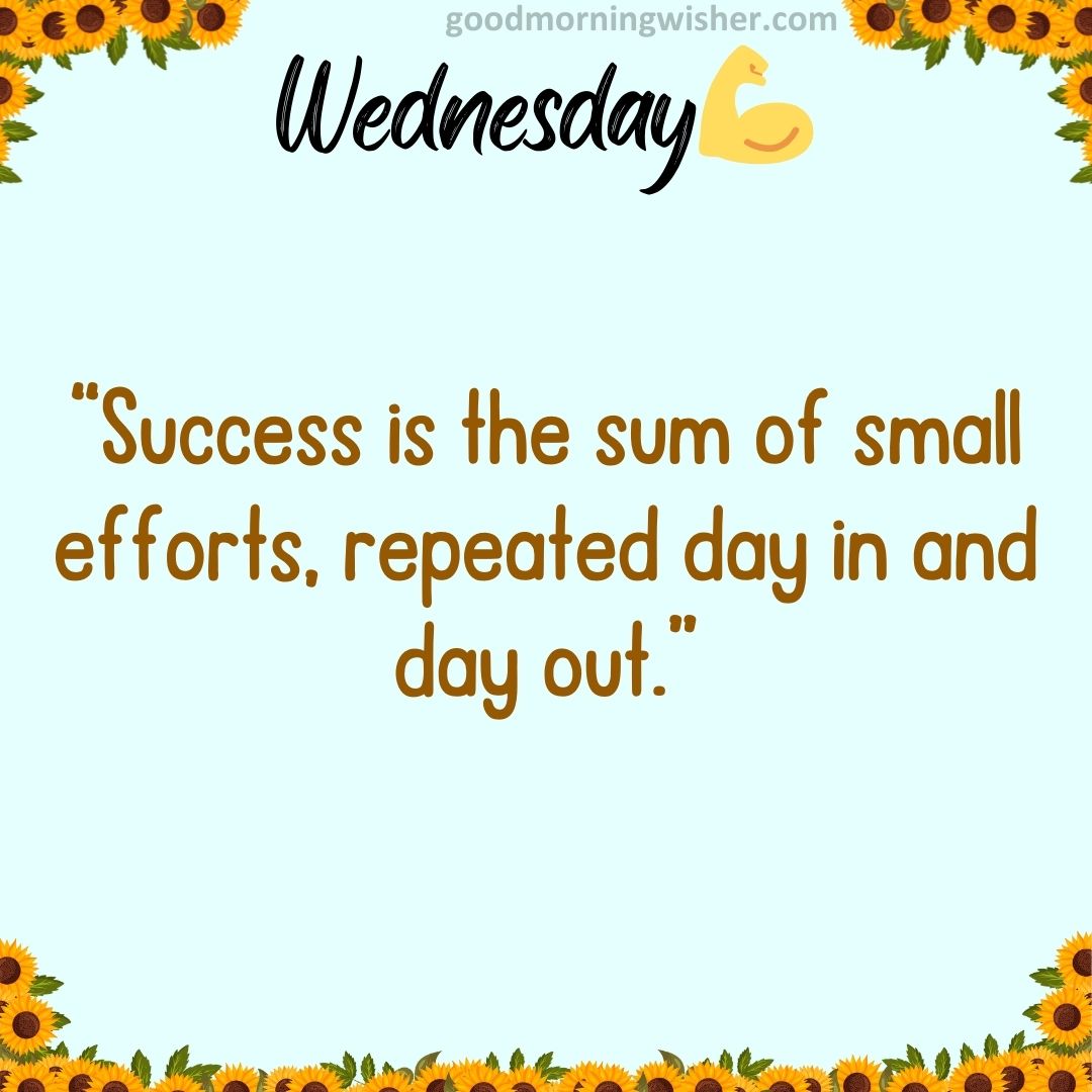 “Success is the sum of small efforts, repeated day in and day out.”