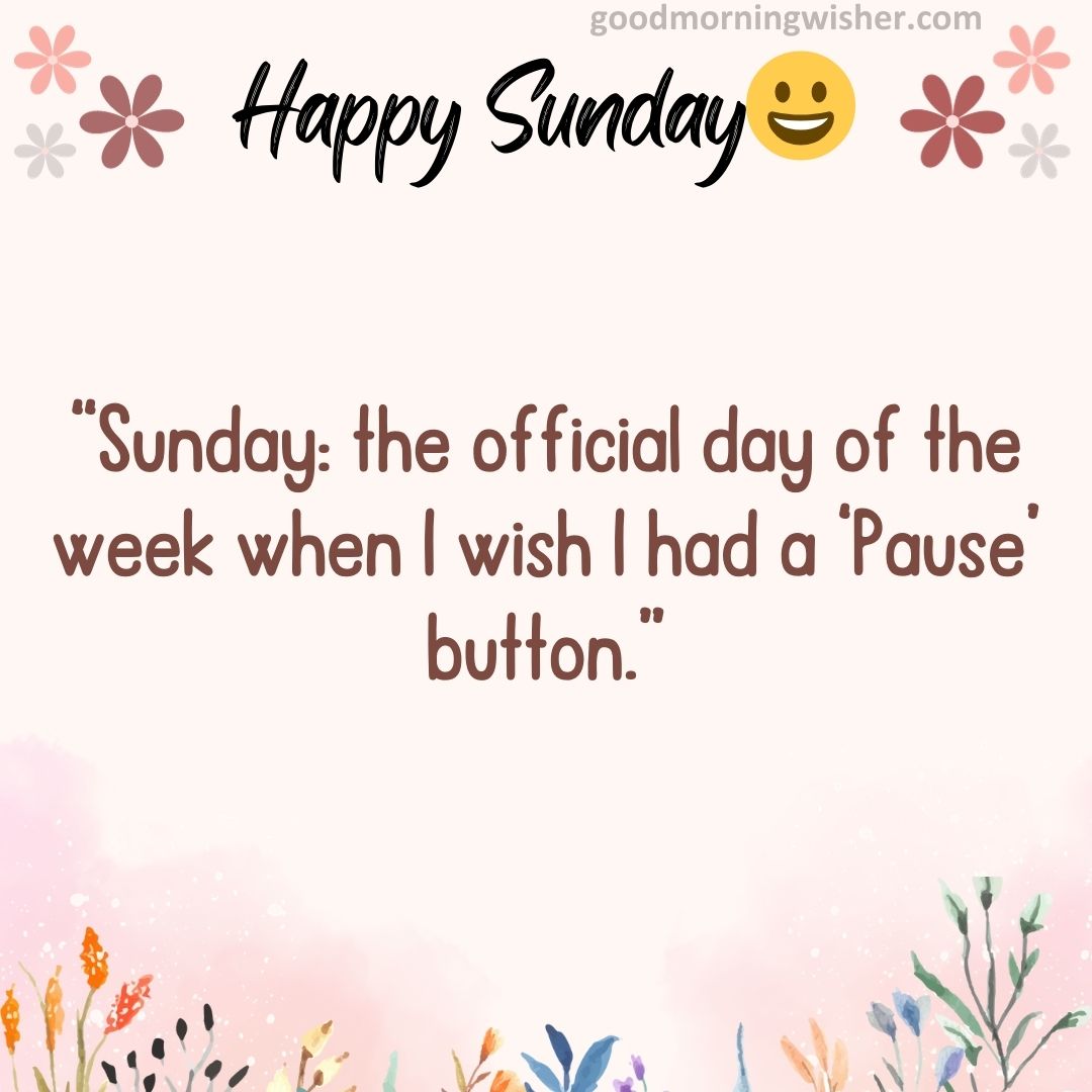 “Sunday: the official day of the week when I wish I had a ‘Pause’ button.”