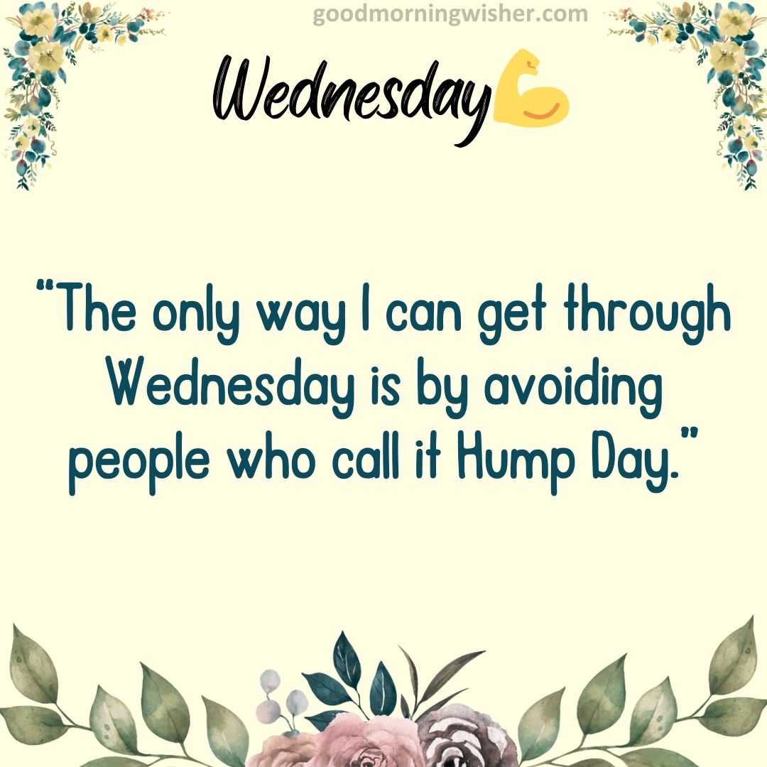 “The only way I can get through Wednesday is by avoiding people who call it Hump Day.”