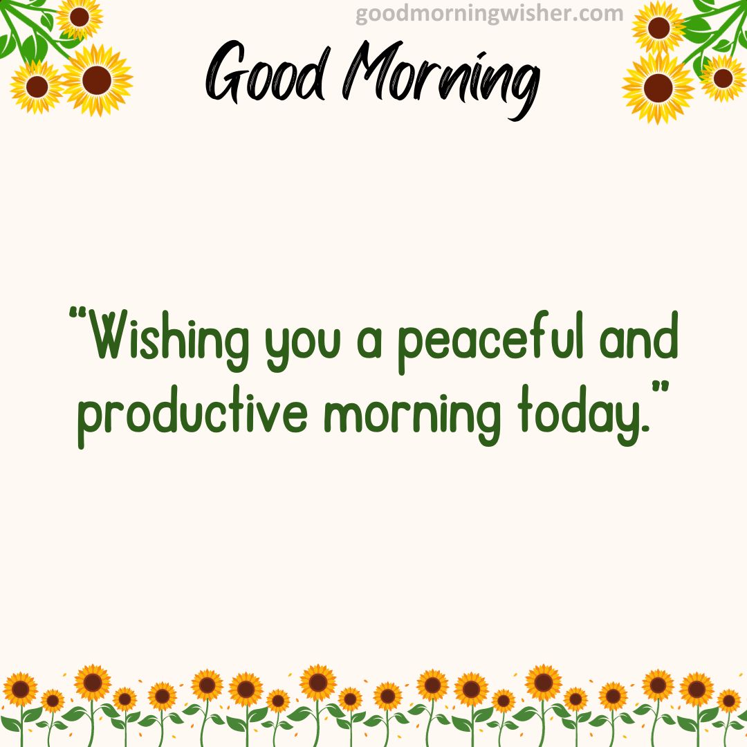 Wishing you a peaceful and productive morning today.